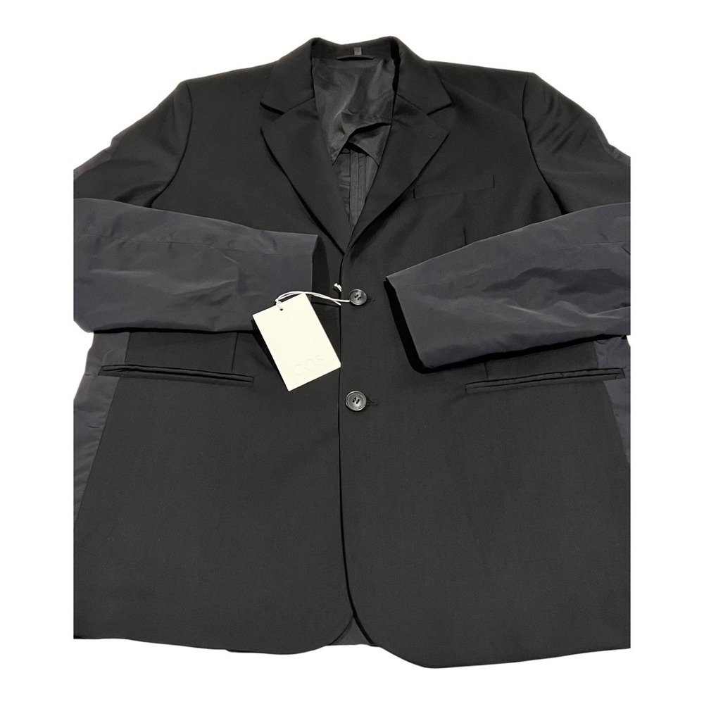 COS Men's Black Relaxed Blazer US 40R Two-Tone Two-Button Jacket NWT